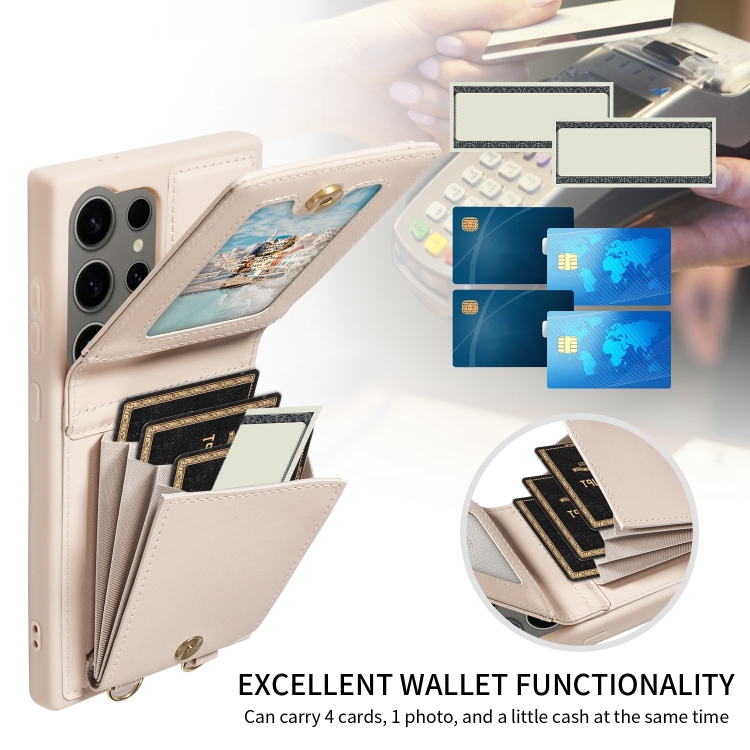 For Samsung Galaxy S24 Ultra 5G Crossbody Lanyard Zipper Wallet Leather Phone Case(Beige) For Samsung Galaxy S24 Ultra 5G Crossbody Lanyard Zipper Wallet Leather Phone Case(Beige)