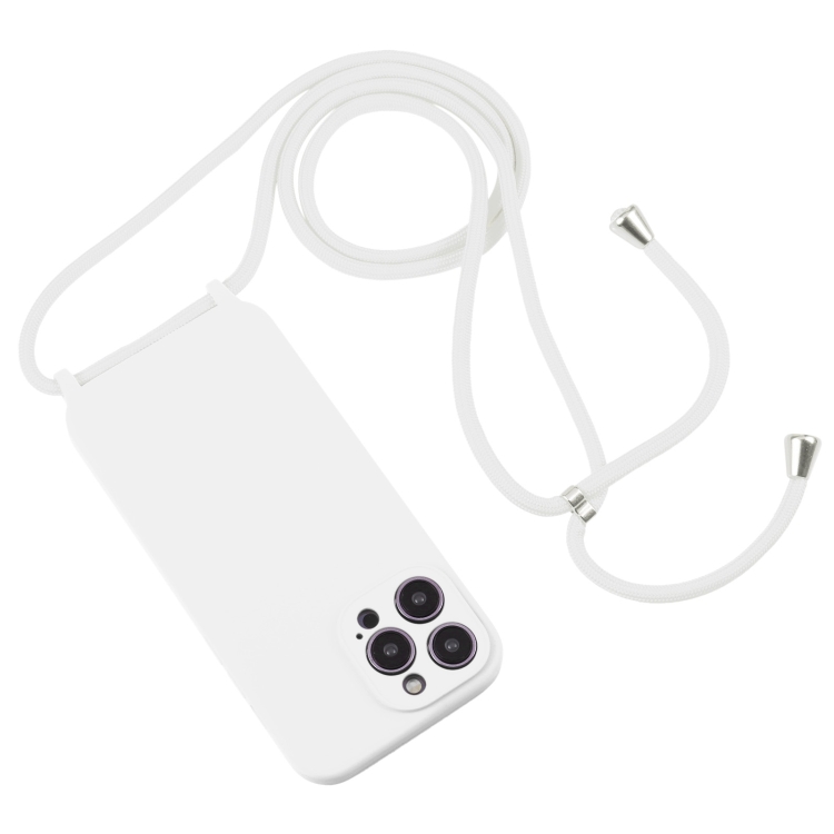 For iPhone 16 Crossbody Lanyard Liquid Silicone Case(White) For iPhone 16 Crossbody Lanyard Liquid Silicone Case(White)