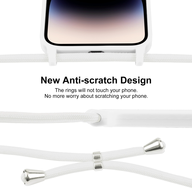 For iPhone 16 Crossbody Lanyard Liquid Silicone Case(White) For iPhone 16 Crossbody Lanyard Liquid Silicone Case(White)