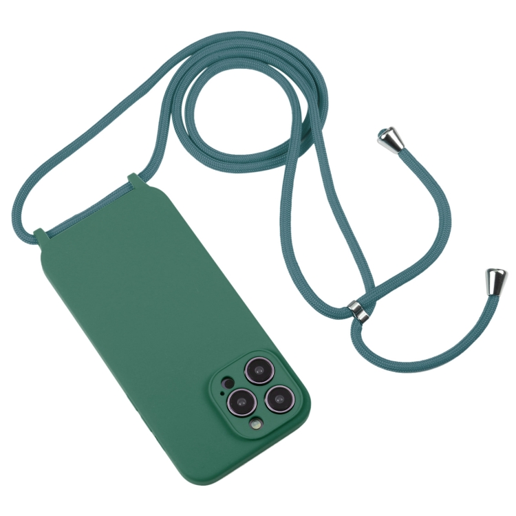 For iPhone 16 Plus Crossbody Lanyard Liquid Silicone Case(Emerald Green) For iPhone 16 Plus Crossbody Lanyard Liquid Silicone Case(Emerald Green)
