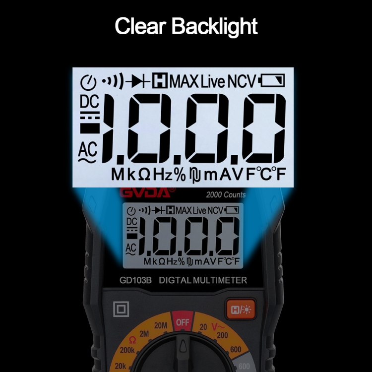 Multimètre numérique multifonction GVDA GD103B Voltmètre DMM