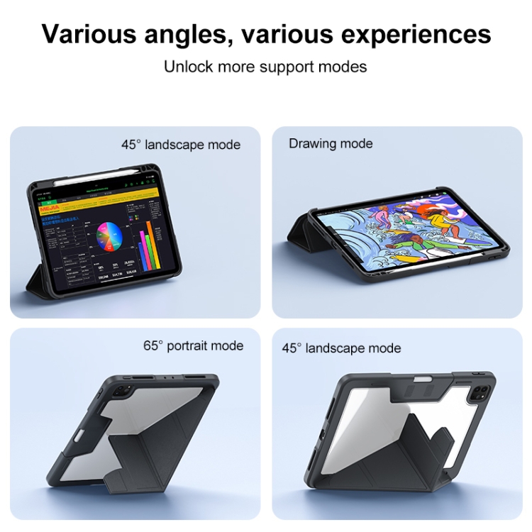 For iPad 10.2 2021 / 2020 / 2019 Deformation Buckle Leather Smart Tablet Case(Black) For iPad 10.2 2021 / 2020 / 2019 Deformation Buckle Leather Smart Tablet Case(Black)