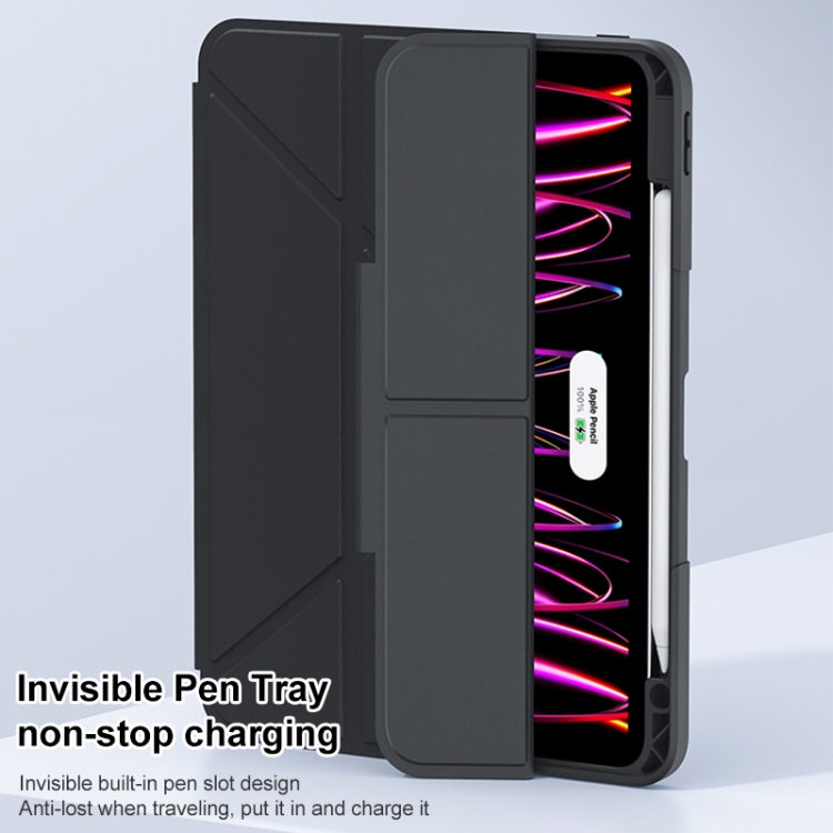 For iPad 10.2 2021 / 2020 / 2019 Deformation Buckle Leather Smart Tablet Case(Black) For iPad 10.2 2021 / 2020 / 2019 Deformation Buckle Leather Smart Tablet Case(Black)