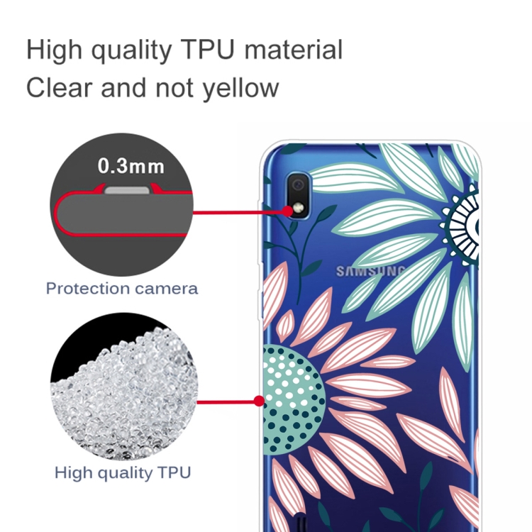 For Samsung Galaxy A10 Coloured Drawing Pattern Highly Transparent TPU Protective Case(Flower) - 2