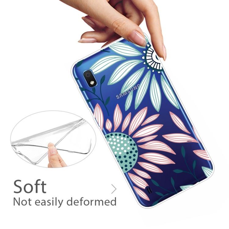 For Samsung Galaxy A10 Coloured Drawing Pattern Highly Transparent TPU Protective Case(Flower) - 3