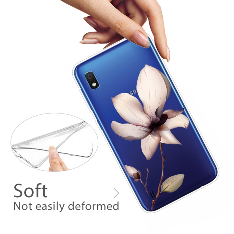 For Samsung Galaxy A10 Coloured Drawing Pattern Highly Transparent TPU Protective Case(Lotus) - 3