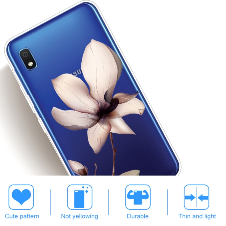 For Samsung Galaxy A10 Coloured Drawing Pattern Highly Transparent TPU Protective Case(Lotus) - 4