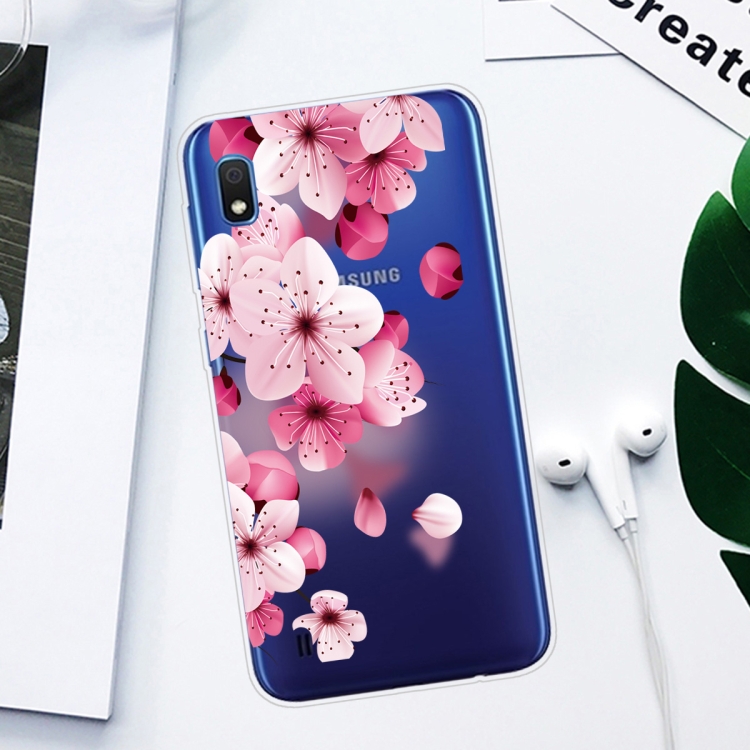 For Samsung Galaxy A10 Coloured Drawing Pattern Highly Transparent TPU Protective Case(Cherry Blossoms) - 1