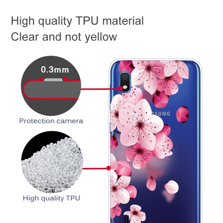 For Samsung Galaxy A10 Coloured Drawing Pattern Highly Transparent TPU Protective Case(Cherry Blossoms) - 2