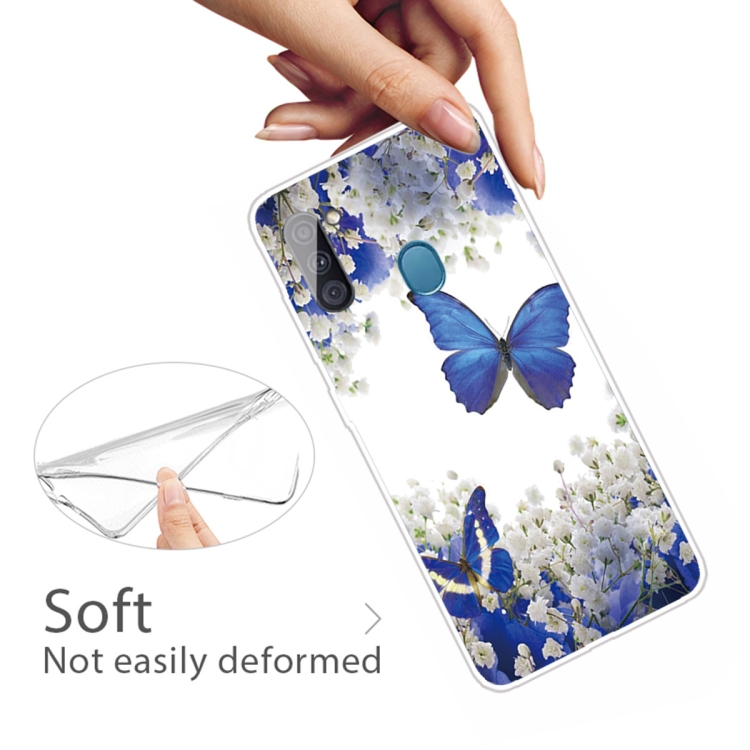 For Samsung Galaxy A11 Coloured Drawing Pattern Highly Transparent TPU Protective Case(Purple Butterfly) - 3