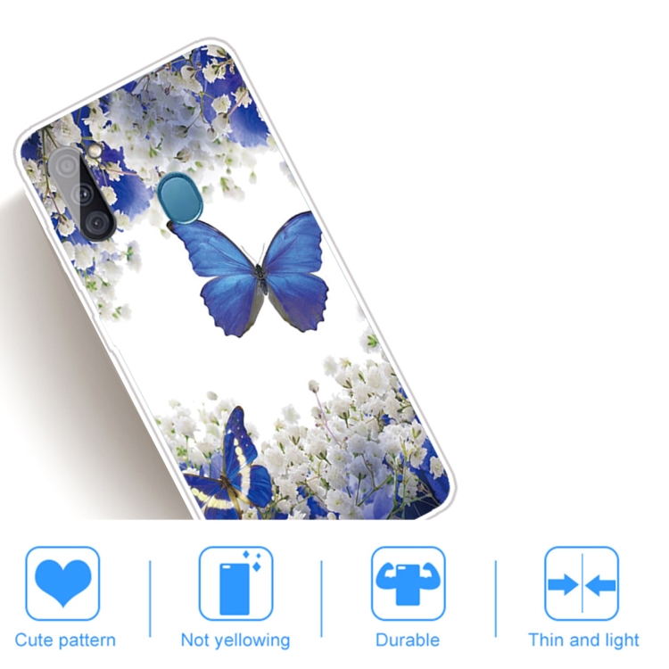 For Samsung Galaxy A11 Coloured Drawing Pattern Highly Transparent TPU Protective Case(Purple Butterfly) - 4