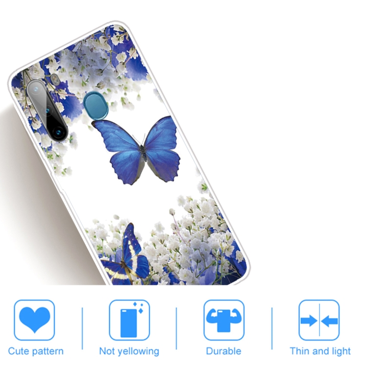 For Samsung Galaxy A21 Coloured Drawing Pattern Highly Transparent TPU Protective Case(Purple Butterfly) - 4