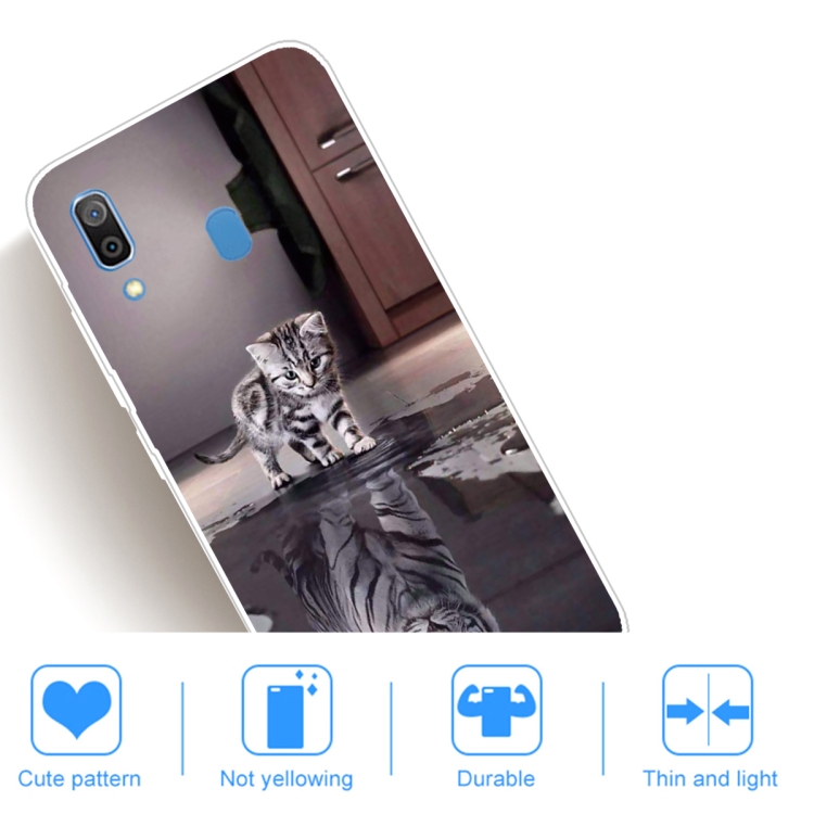 For Samsung Galaxy A30 Coloured Drawing Pattern Highly Transparent TPU Protective Case(Cat Tiger) - 4