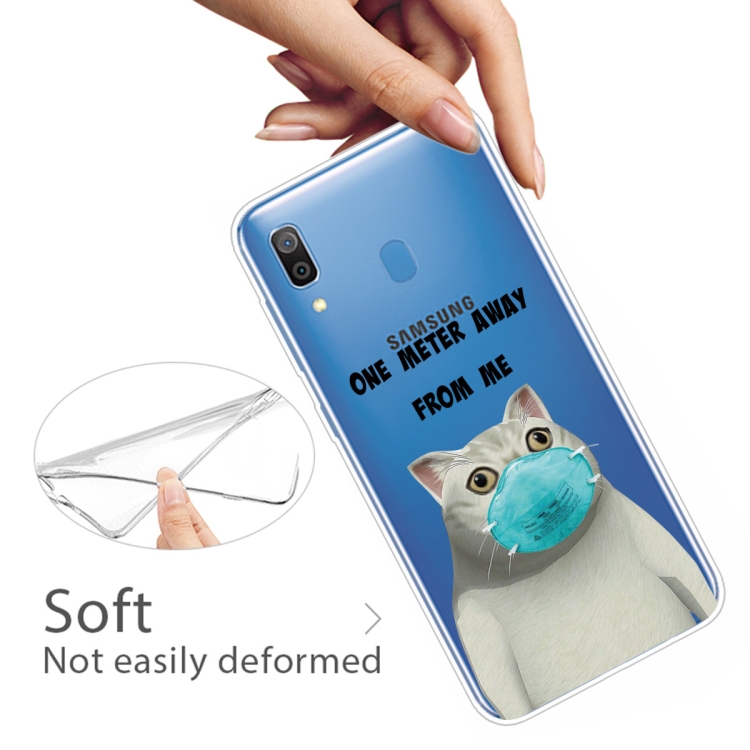 For Samsung Galaxy A30 Coloured Drawing Pattern Highly Transparent TPU Protective Case(Mask Cat) - 3