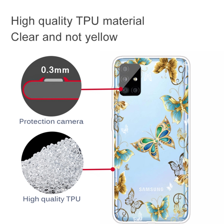 For Samsung Galaxy A31 Coloured Drawing Pattern Highly Transparent TPU Protective Case(Golden Butterfly) - 2