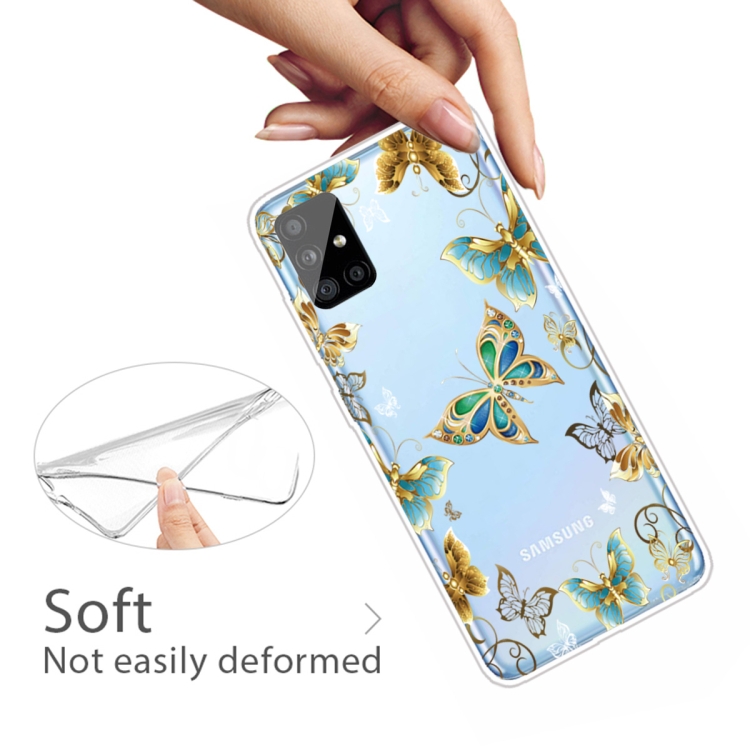 For Samsung Galaxy A31 Coloured Drawing Pattern Highly Transparent TPU Protective Case(Golden Butterfly) - 3