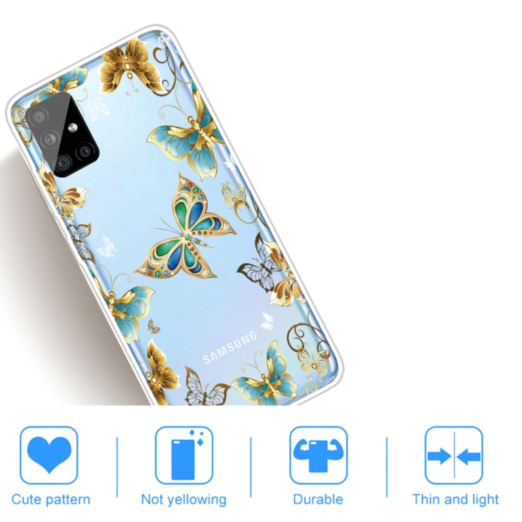 For Samsung Galaxy A31 Coloured Drawing Pattern Highly Transparent TPU Protective Case(Golden Butterfly) - 4