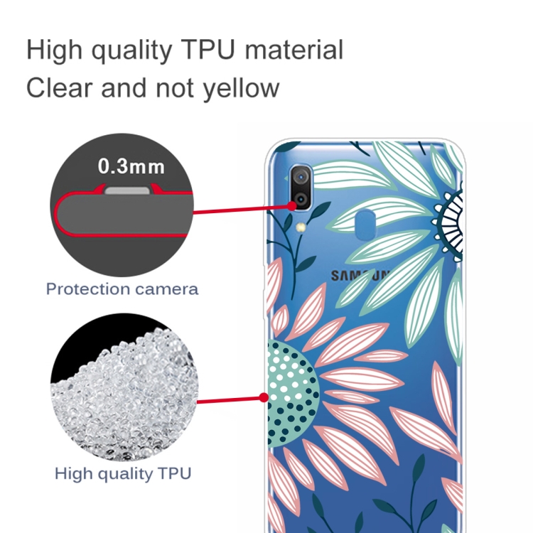 For Samsung Galaxy A40 Coloured Drawing Pattern Highly Transparent TPU Protective Case(Flower) - 2