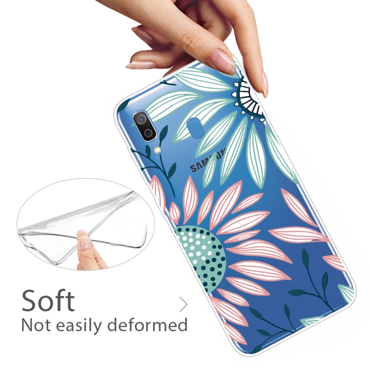 For Samsung Galaxy A40 Coloured Drawing Pattern Highly Transparent TPU Protective Case(Flower) - 3