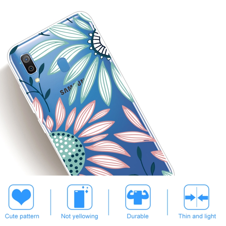 For Samsung Galaxy A40 Coloured Drawing Pattern Highly Transparent TPU Protective Case(Flower) - 4