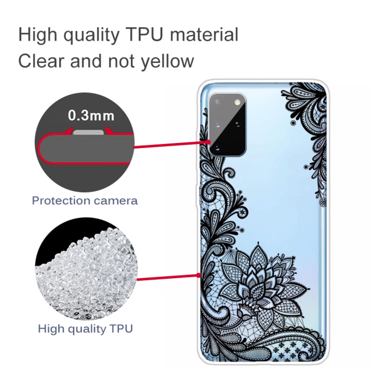 For Samsung Galaxy A41 Coloured Drawing Pattern Highly Transparent TPU Protective Case(Black Rose) - 2