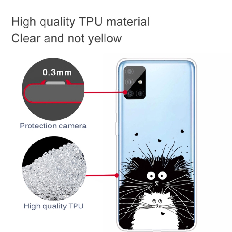 For Samsung Galaxy A51 Coloured Drawing Pattern Highly Transparent TPU Protective Case(Black White Rat) - 2