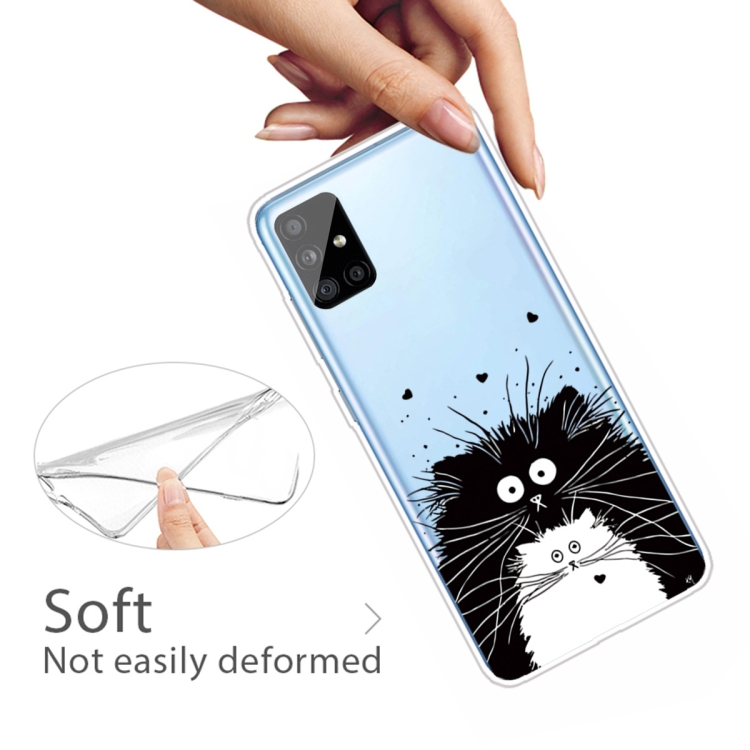 For Samsung Galaxy A51 Coloured Drawing Pattern Highly Transparent TPU Protective Case(Black White Rat) - 3