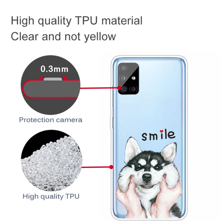 For Samsung Galaxy A51 5G Coloured Drawing Pattern Highly Transparent TPU Protective Case(Pinch Dog) - 2