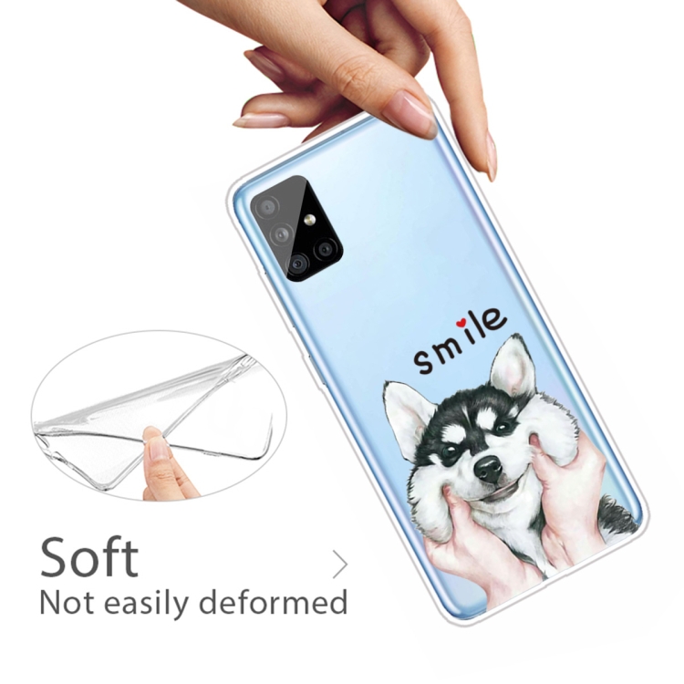 For Samsung Galaxy A51 5G Coloured Drawing Pattern Highly Transparent TPU Protective Case(Pinch Dog) - 3