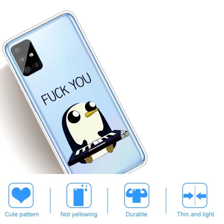 For Samsung Galaxy A71 Coloured Drawing Pattern Highly Transparent TPU Protective Case(Penguin) - 4
