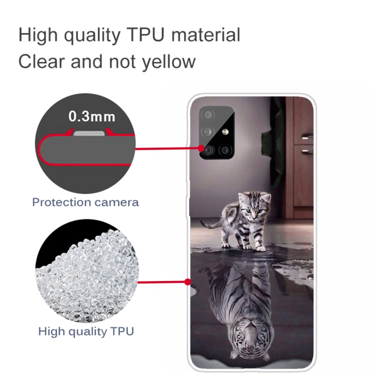 For Samsung Galaxy A71 5G Coloured Drawing Pattern Highly Transparent TPU Protective Case(Cat Tiger) - 2