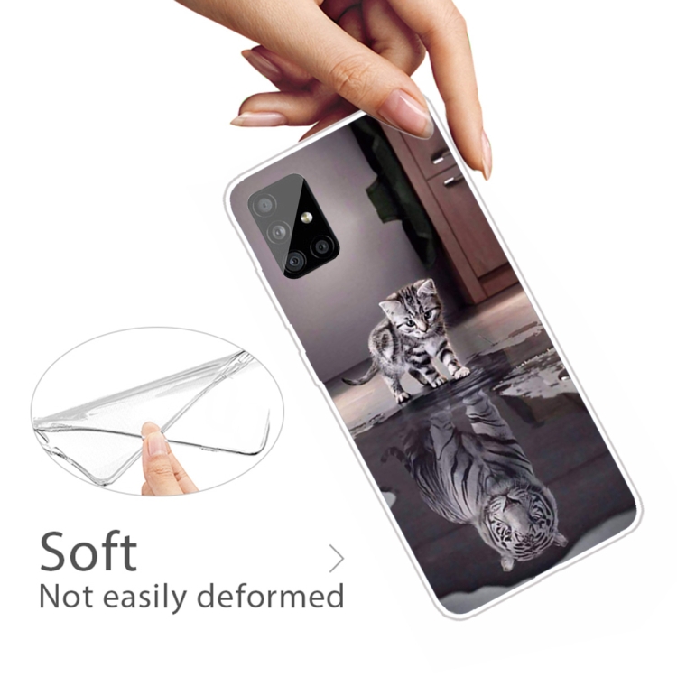 For Samsung Galaxy A71 5G Coloured Drawing Pattern Highly Transparent TPU Protective Case(Cat Tiger) - 3