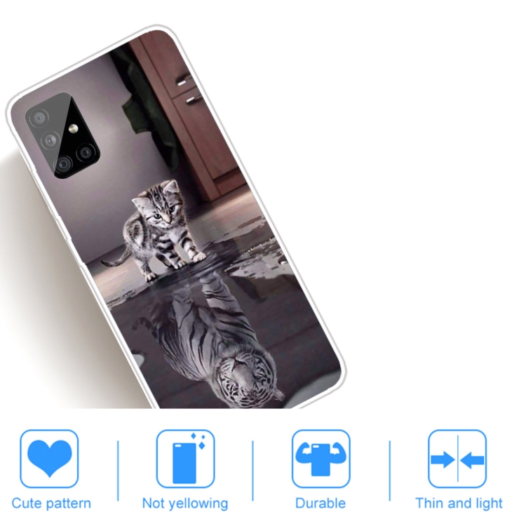 For Samsung Galaxy A71 5G Coloured Drawing Pattern Highly Transparent TPU Protective Case(Cat Tiger) - 4