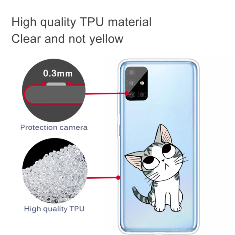 For Samsung Galaxy A71 5G Coloured Drawing Pattern Highly Transparent TPU Protective Case(Cat) - 2