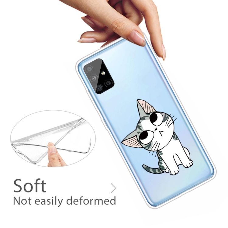 For Samsung Galaxy A71 5G Coloured Drawing Pattern Highly Transparent TPU Protective Case(Cat) - 3