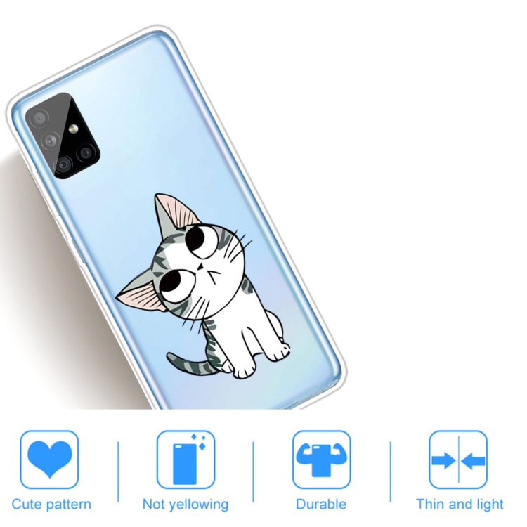 For Samsung Galaxy A71 5G Coloured Drawing Pattern Highly Transparent TPU Protective Case(Cat) - 4
