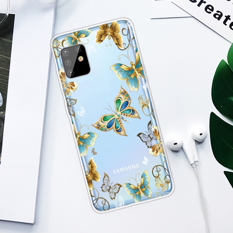 For Samsung Galaxy A81 / Note 10 Lite Coloured Drawing Pattern Highly Transparent TPU Protective Case(Golden Butterfly) - 1