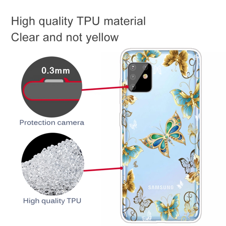 For Samsung Galaxy A81 / Note 10 Lite Coloured Drawing Pattern Highly Transparent TPU Protective Case(Golden Butterfly) - 2