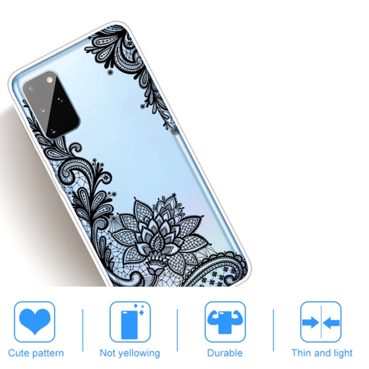 For Samsung Galaxy S20 Coloured Drawing Pattern Highly Transparent TPU Protective Case(Black Rose) - 4