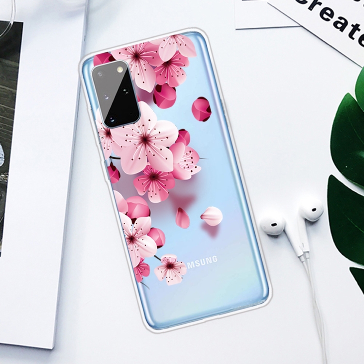 For Samsung Galaxy S20+ Coloured Drawing Pattern Highly Transparent TPU Protective Case(Cherry Blossoms) - 1