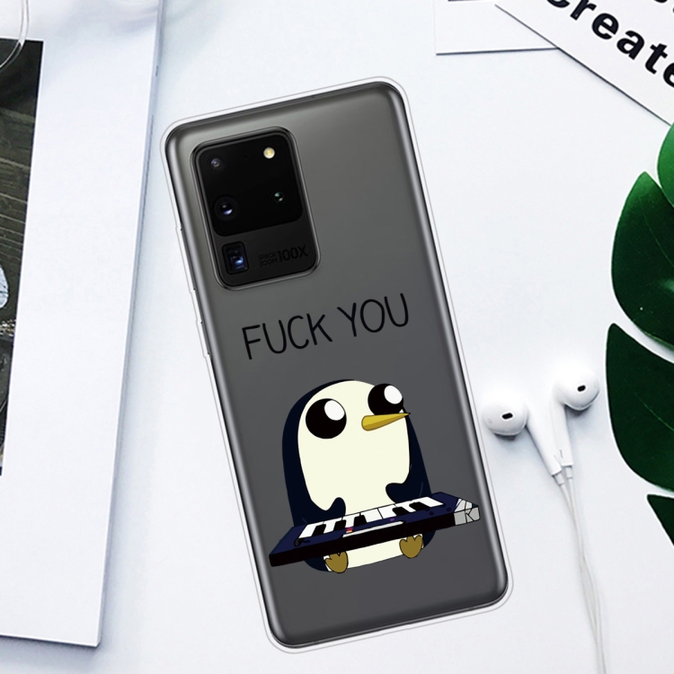 For Samsung Galaxy S20 Ultra Coloured Drawing Pattern Highly Transparent TPU Protective Case(Penguin) - 1