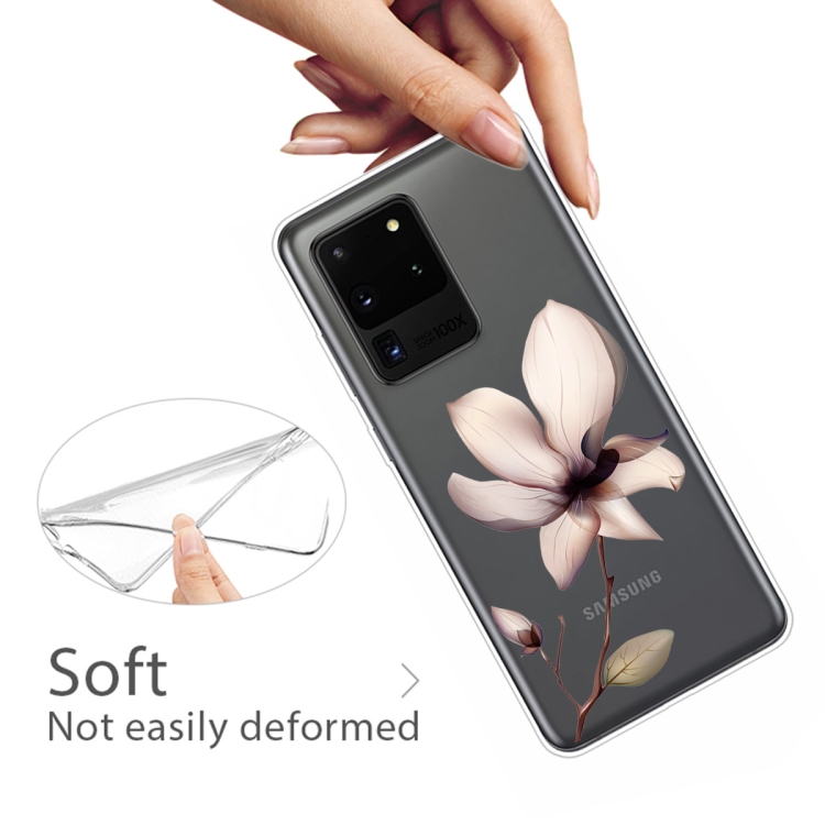 For Samsung Galaxy S20 Ultra Coloured Drawing Pattern Highly Transparent TPU Protective Case(Lotus) - 3
