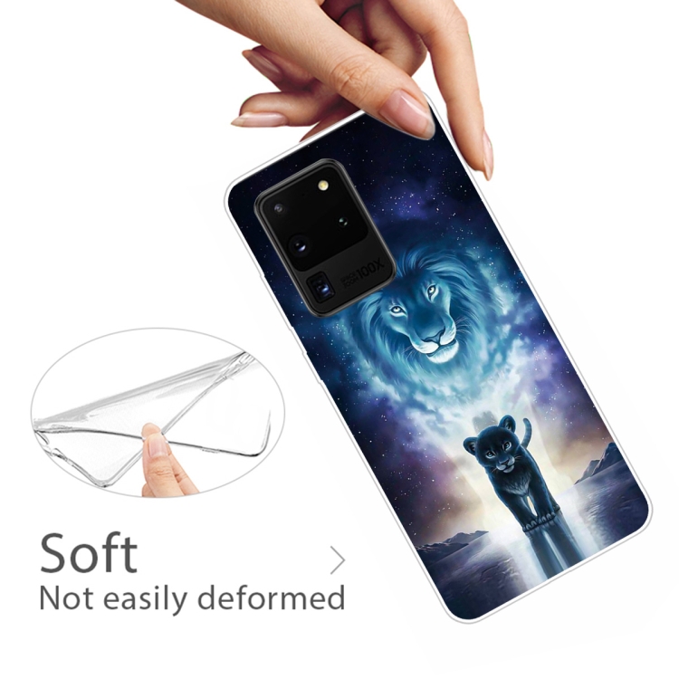 For Samsung Galaxy S20 Ultra Coloured Drawing Pattern Highly Transparent TPU Protective Case(Lion) - 3