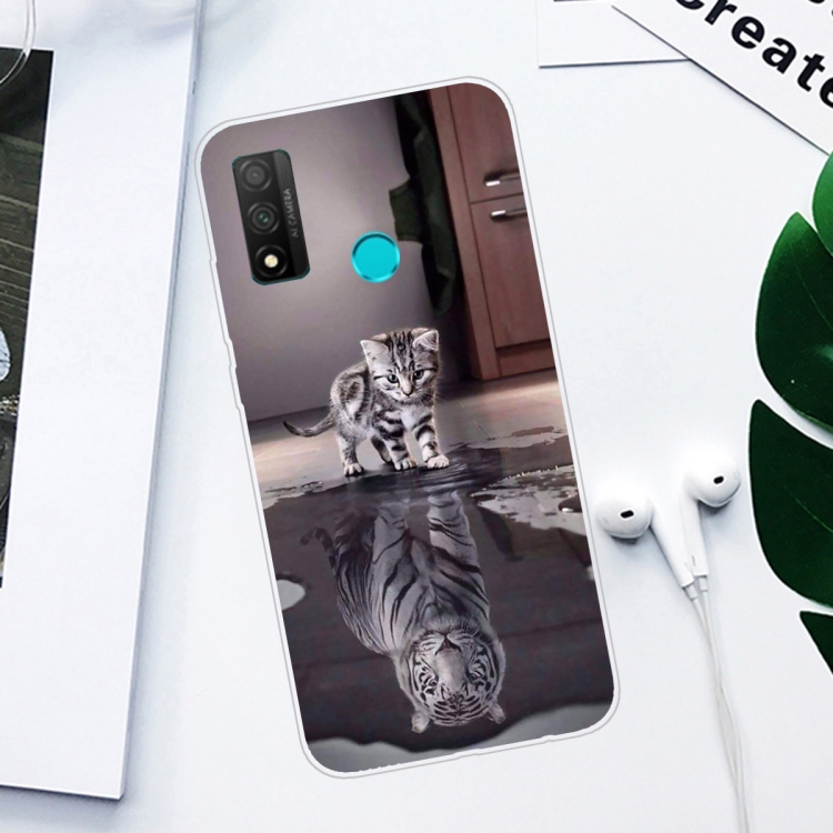 For Huawei P Smart 2020 Coloured Drawing Pattern Highly Transparent TPU Protective Case(Cat Tiger) - 1