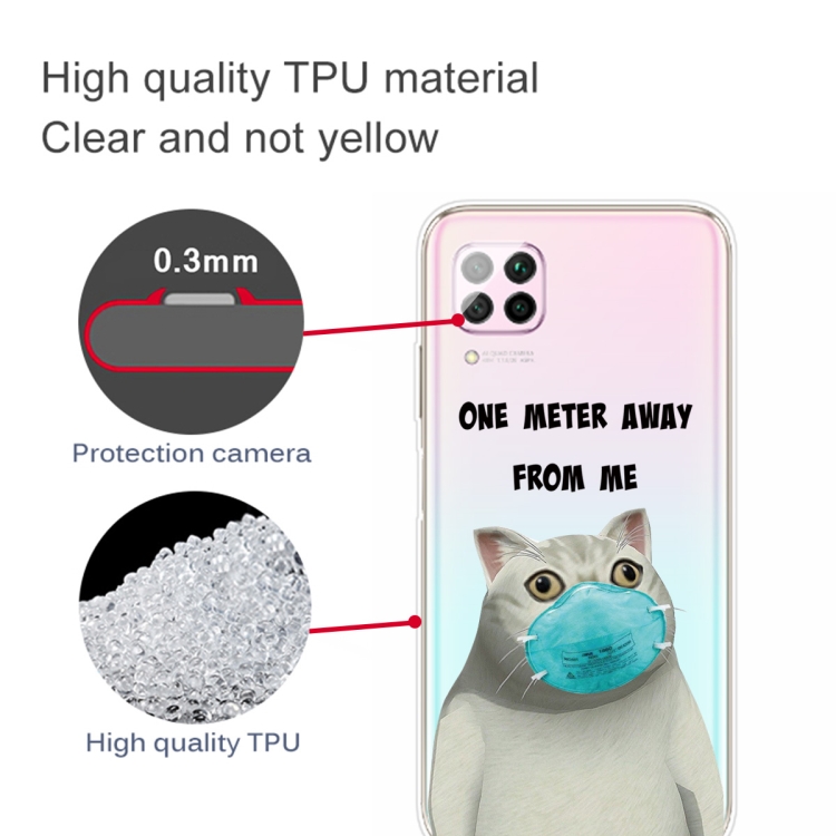 For Huawei P40 Lite Coloured Drawing Pattern Highly Transparent TPU Protective Case(Mask Cat) - 2