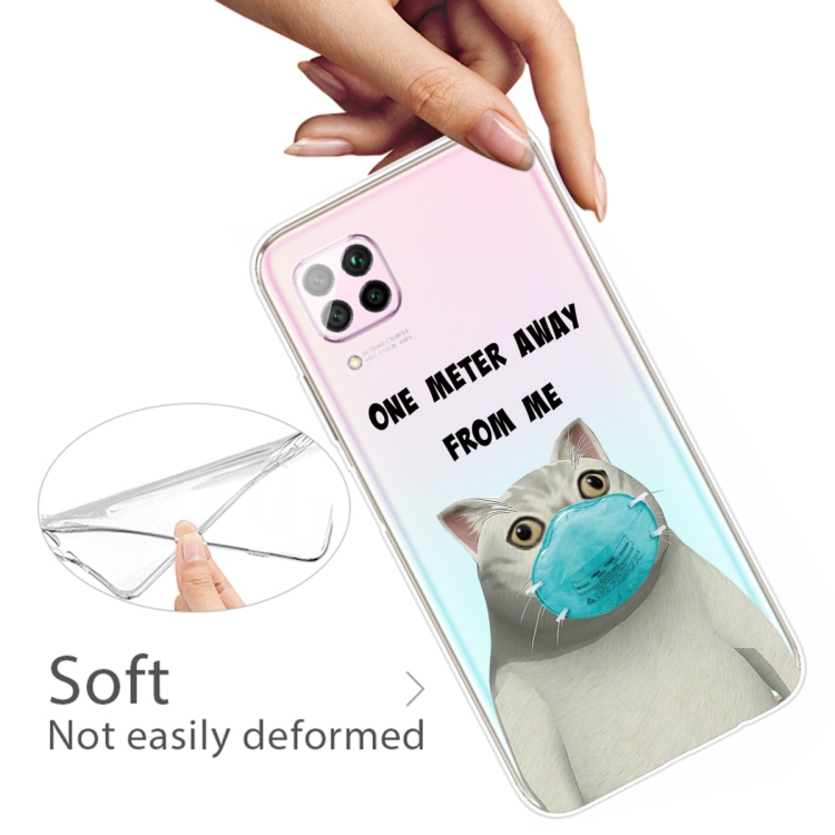 For Huawei P40 Lite Coloured Drawing Pattern Highly Transparent TPU Protective Case(Mask Cat) - 3