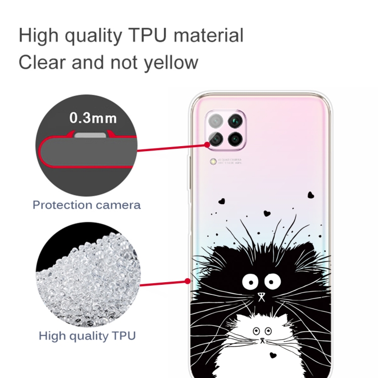 For Huawei P40 Lite Coloured Drawing Pattern Highly Transparent TPU Protective Case(Black White Rat) - 2