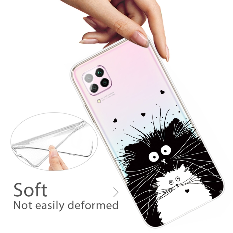 For Huawei P40 Lite Coloured Drawing Pattern Highly Transparent TPU Protective Case(Black White Rat) - 3