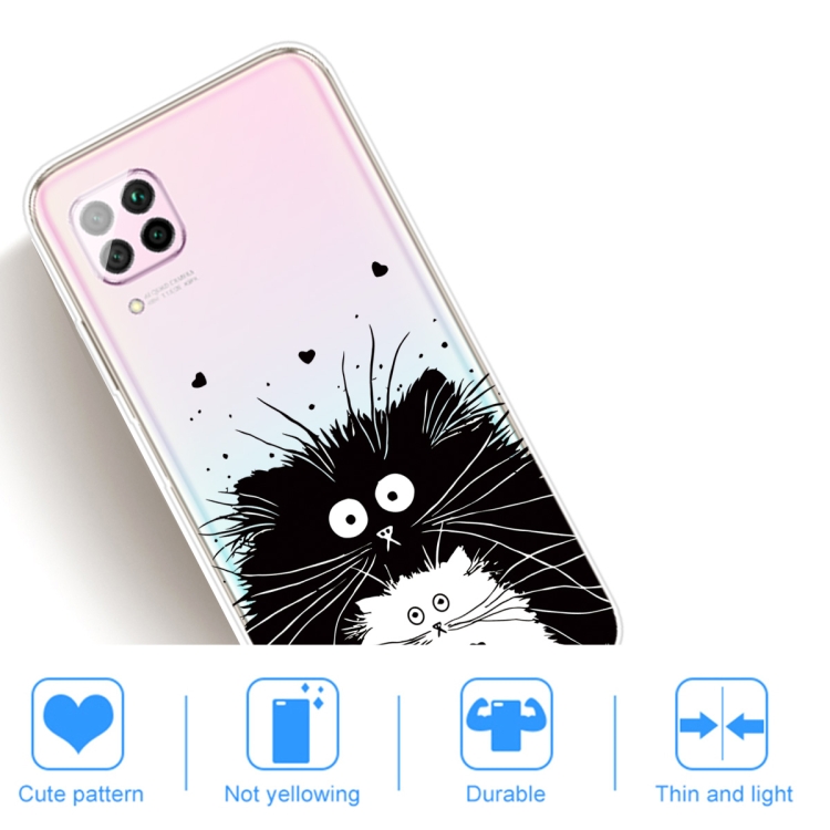 For Huawei P40 Lite Coloured Drawing Pattern Highly Transparent TPU Protective Case(Black White Rat) - 4