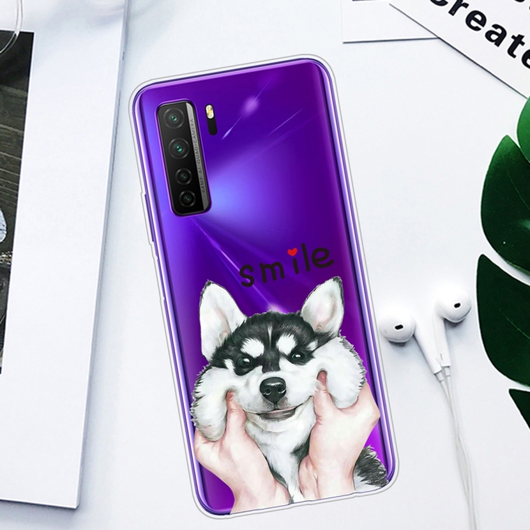 For Huawei P40 Lite 5G Coloured Drawing Pattern Highly Transparent TPU Protective Case(Pinch Dog) - 1